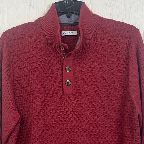 Tommy Bahama pull over sweater mens XL Henley, ribbed, Cotton/tencel-lyocell - Picture 2 of 7